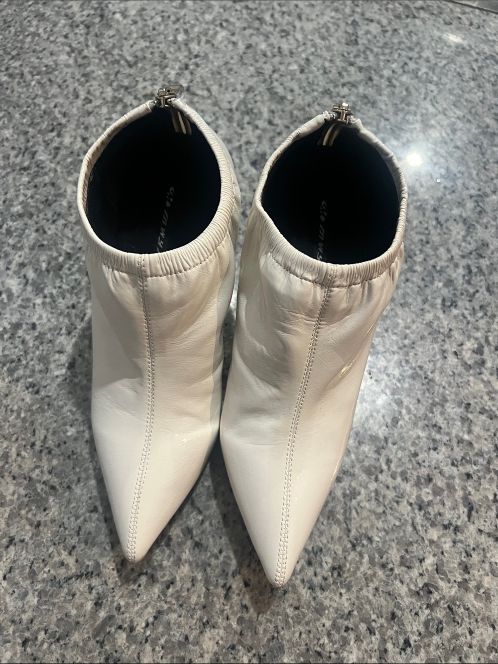 White Pointed-Toe Ankle Boots